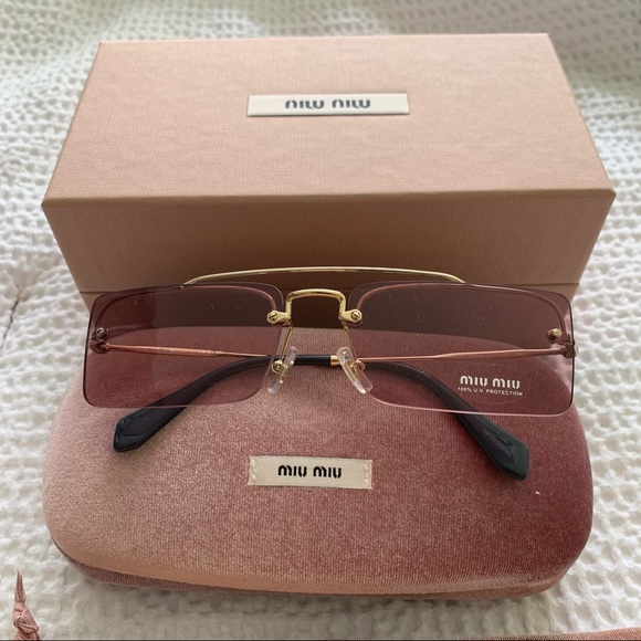 NEW Miu Miu Rimless Square Sunglasses - Picture 7 of 8